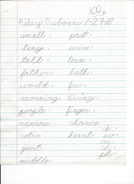 1st Grade Handwriting After 1.5 years of Cursive Teaching 